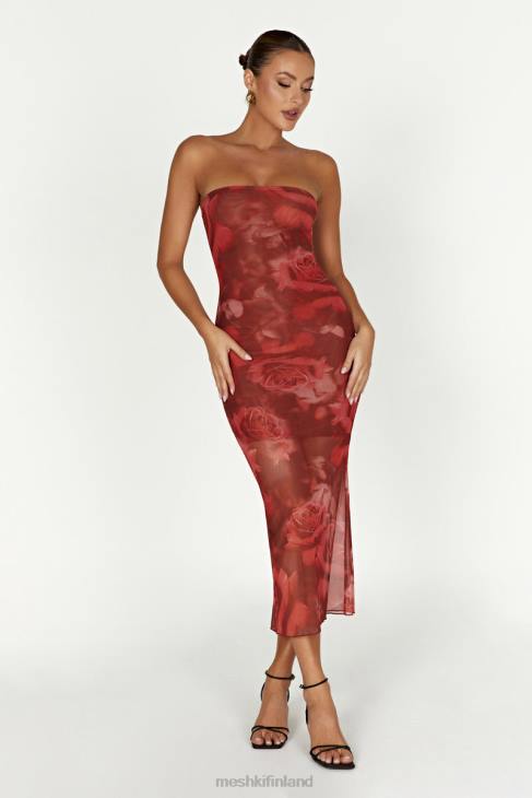 Meshki Aphrodite olkaimeton verkkomekko 40RL111 vaatetus ylisuuri ruusuprintti