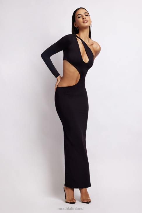 Meshki joyce one shoulder cut out maxi mekko 40RL478 vaatetus musta - Sulje napsauttamalla kuva