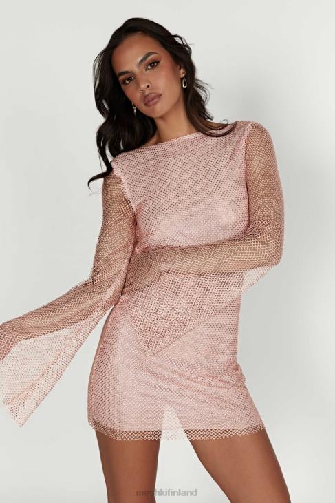 Meshki samira flare sleeve diamante mesh minimekko 40RL315 vaatetus vauvan pinkki