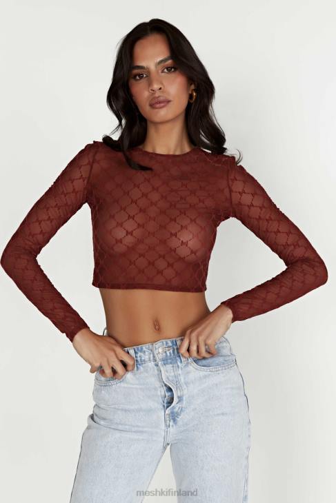 Meshki Letitia verkkomonogrammi crop top 40RL1218 vaatetus kirsikka suklaata