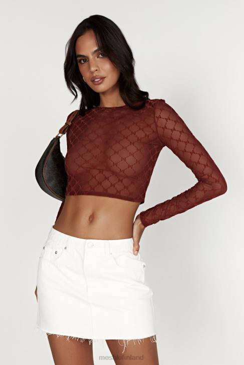 Meshki Letitia verkkomonogrammi crop top 40RL1218 vaatetus kirsikka suklaata