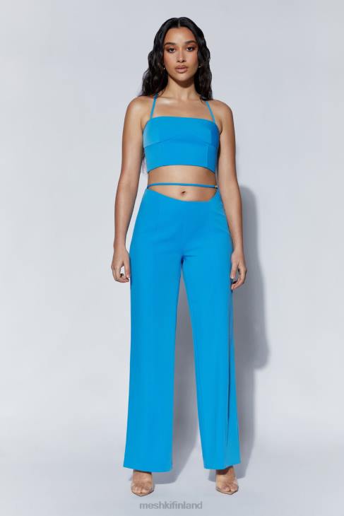 Meshki bahar saumalinjainen crop top 40RL1040 vaatetus taivaansininen