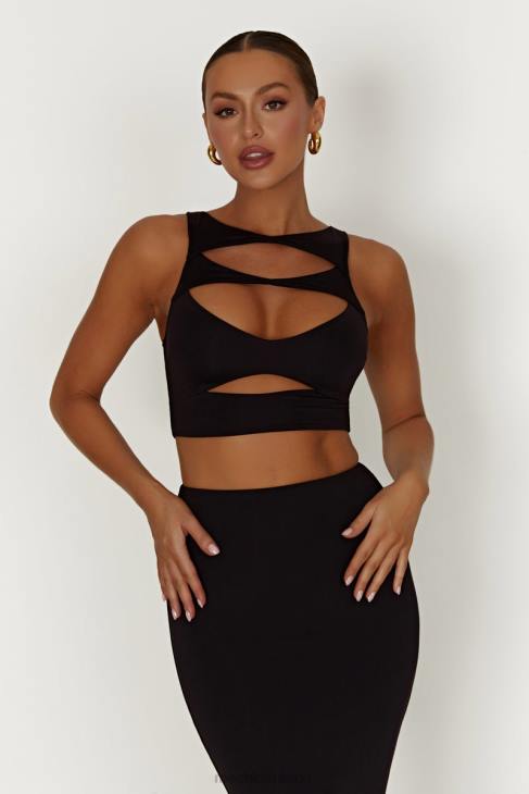 Meshki chloe leikattu crop top 40RL855 vaatetus musta - Sulje napsauttamalla kuva