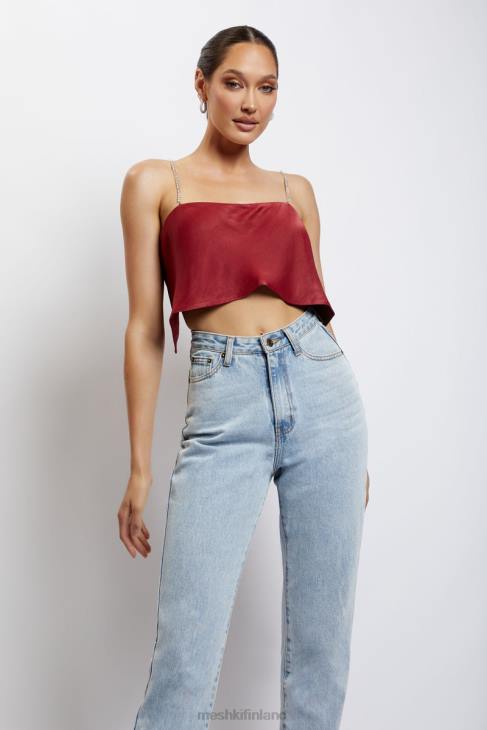 Meshki dayana suora leikkaus crop top 40RL1173 vaatetus viiniä