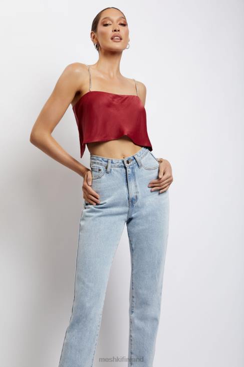 Meshki dayana suora leikkaus crop top 40RL1173 vaatetus viiniä