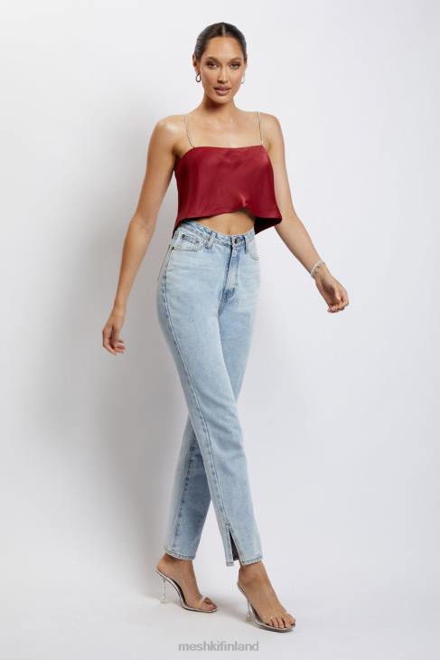 Meshki dayana suora leikkaus crop top 40RL1173 vaatetus viiniä