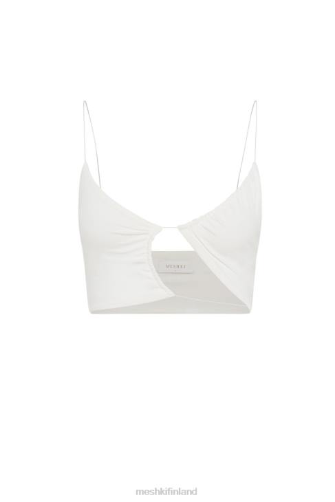 Meshki montana ruched leikattu crop top 40RL1158 vaatetus valkoinen