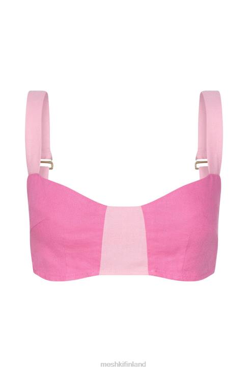 Meshki Yalda kontrastipaneeli pellava bustier 40RL1180 vaatetus karamelli pinkki